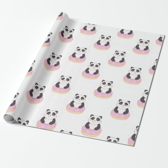 Sweet Panda Pattern Geschenkpapier (Ungerollt)