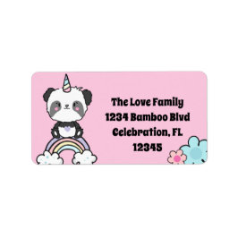 Sweet Panda Unicorn Girly Floral Label Adressaufkleber