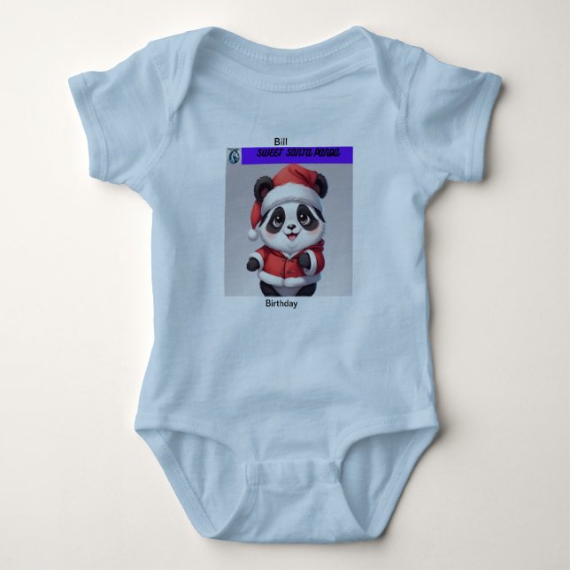 Sweet Panda Weihnachtskleidung Geschrieben Baby Strampler (Vorderseite)