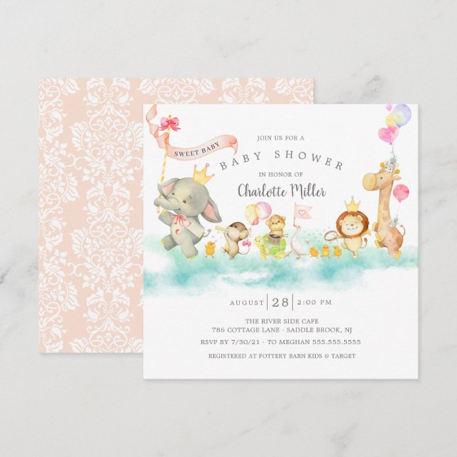 Sweet Parade Baby Dusche Einladung (Vorne/Hinten)