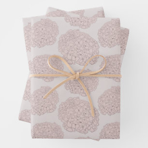 Sweet Pastel Blush Pink Girly Hydrangea Geschenkpapier Set