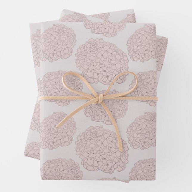 Sweet Pastel Blush Pink Girly Hydrangea Geschenkpapier Set (Beispiel)