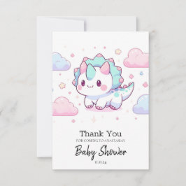Sweet Pastel Dinosaur Babydusche Dankeskarte