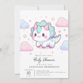 Sweet Pastel Dinosaur Babydusche Einladung