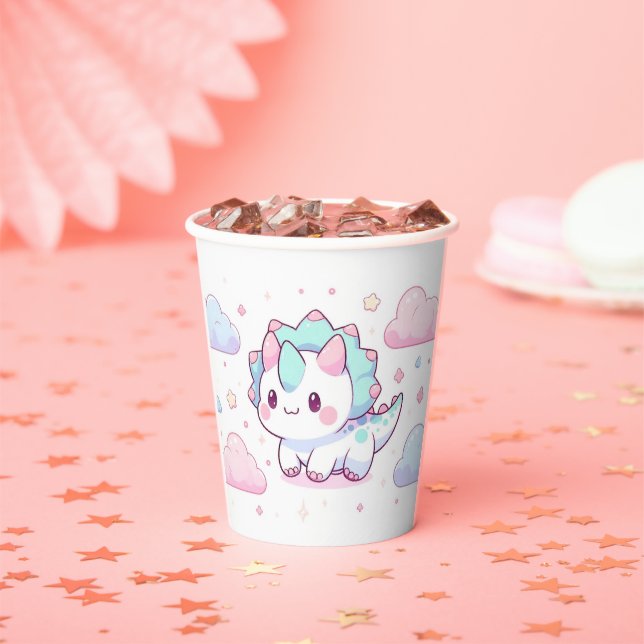 Sweet Pastel Dinosaur Babydusche Pappbecher (Insitu)