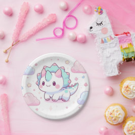 Sweet Pastel Dinosaur Babydusche Pappteller