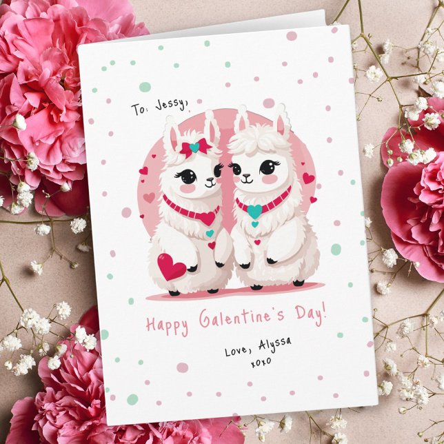 Sweet Pastel Llama Pun BESTE FREUNDIN Galentine's  Karte (Sweet Pastel Llama Pun BFF Galentine's Day Card )