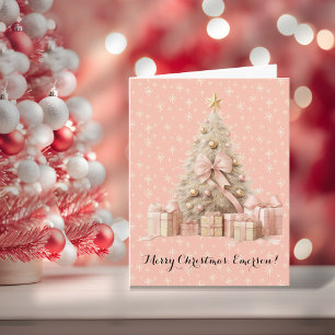 Sweet Pastel Soft Pink Snowflakes & Christmas Tree
