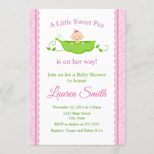 Sweet Pea Baby Dusche Einladung Pink Girl Baby