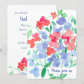 Sweet Pea Blume Geburtstagsparty Einladung