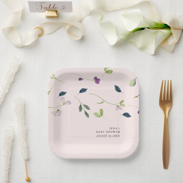 Sweet Pea Blume | Girl Baby Dusche Pappteller (Hochzeit)