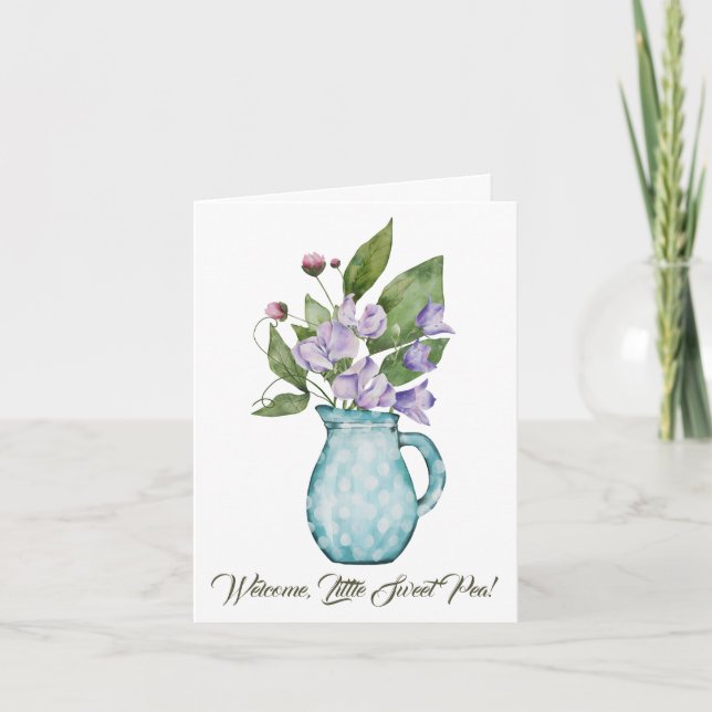 Sweet Pea Blume Herzlichen Glückwunsch zum neuen B Karte (Vorderseite)