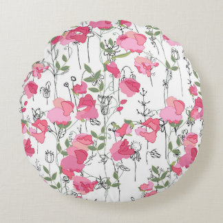Sweet Pea: Blumensommertextur. Rundes Kissen