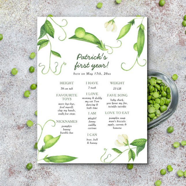 Sweet Pea First Birthday Milestone Birthday Poster (Von Creator hochgeladen)