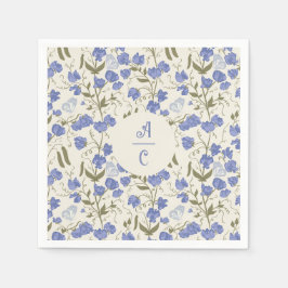 Sweet Pea Floral Blue und Cream Serviette