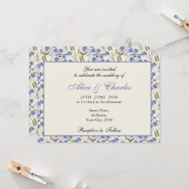 Sweet Pea Floral Blue und Cream Weditation Einladung