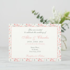 Sweet Pea Floral PInk und Cream Wedding Einladung