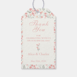 Sweet Pea Floral Pink und Creme Danke für Ihre Hoc Geschenkanhänger