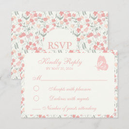 Sweet Pea Floral Pink und Creme RSVP Karte