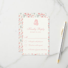 Sweet Pea Floral Pink und Creme RSVP Karte