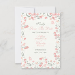 Sweet Pea Floral Pink und Creme Save The Date