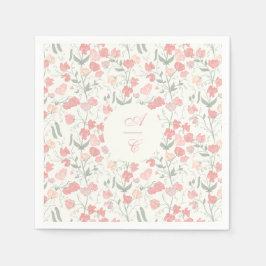 Sweet Pea Floral Pink und Creme Serviette
