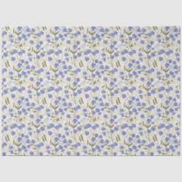 Sweet Pea Floral wiederholtes Muster Blau und Crem Seidenpapier