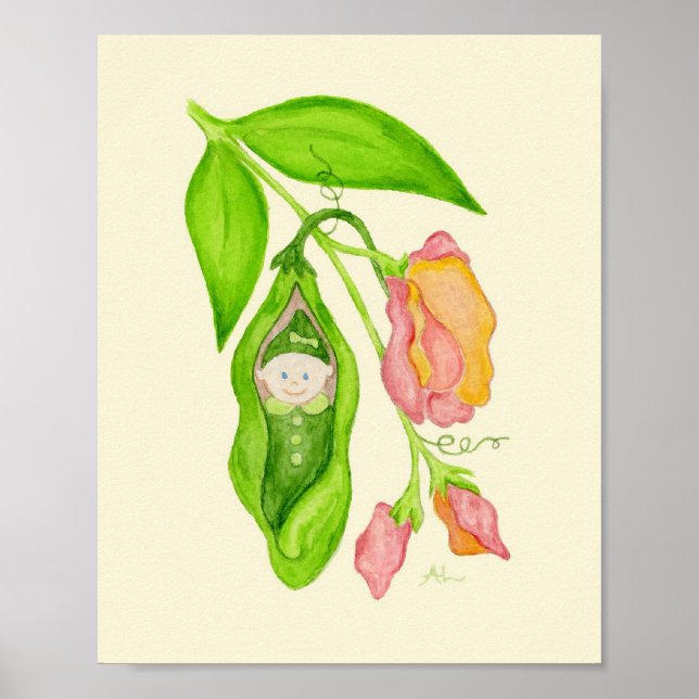 Sweet Pea Flower Girl Art Printposter Poster (Vorne)