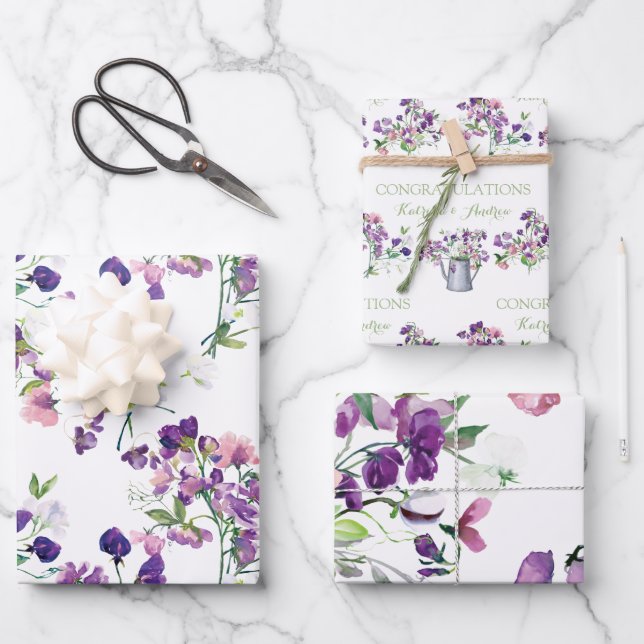 Sweet Pea Gratulationen Packpapier Blätter (Vorderseite)