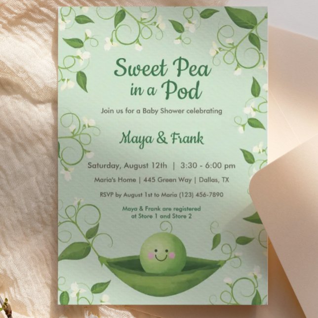 Sweet Pea in a Pod Baby Dusche Einladung (Von Creator hochgeladen)