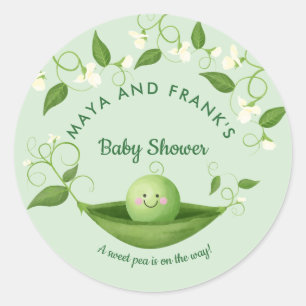 Sweet Pea in a Pod Baby Shower Classic Round Sti Runder Aufkleber