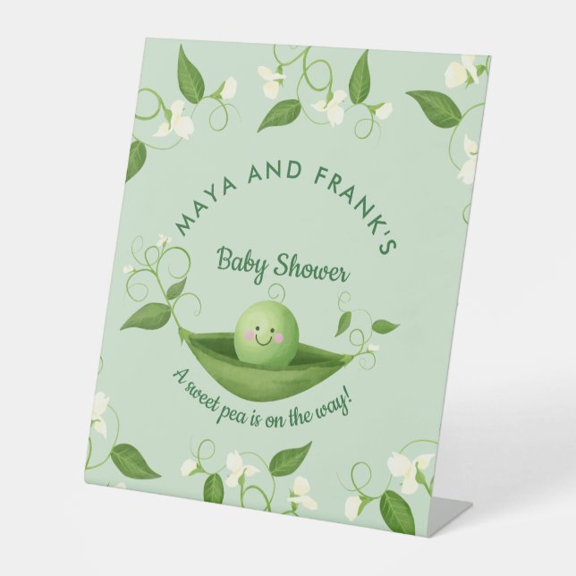 Sweet Pea in einer Pod Baby Dusche Sockelschild (Vorderseite)