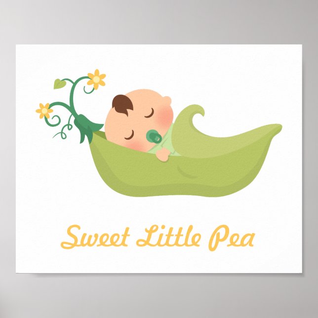 Sweet Pea in Pod Baby Boy Kinderzimmer Zimmerdekor Poster (Vorne)