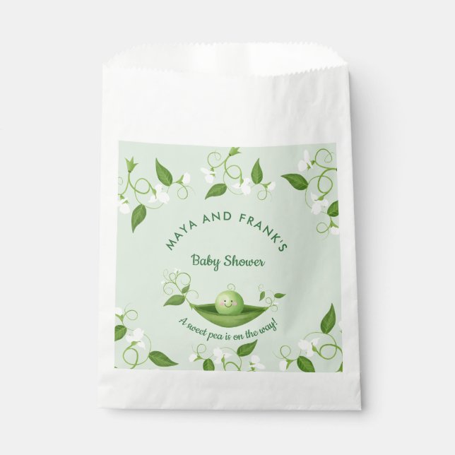 Sweet Pea ist auf dem Weg Baby Dusche Geschenktütchen (Vorderseite)