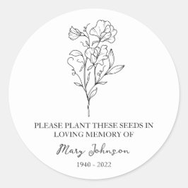 Sweet Pea Memorial Beerdigung Seed Packet Runder Aufkleber