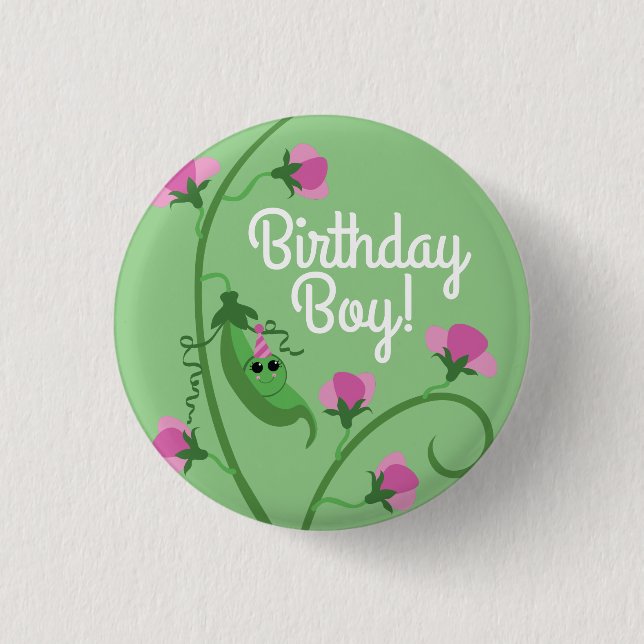 Sweet Pea Niedlich Kid's Birthday Party Button (Vorderseite)