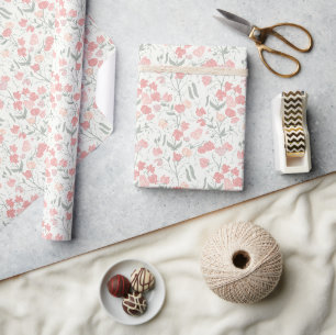 Sweet Pea PInk und Cream Floral Wrapping Paper Geschenkpapier