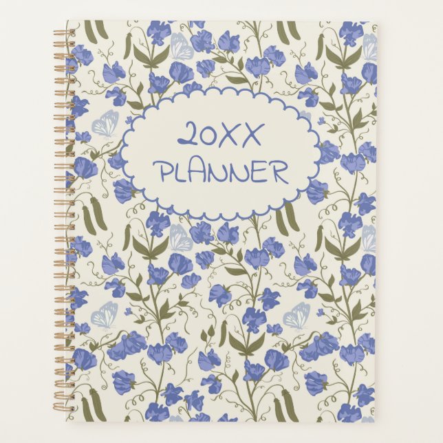 Sweet Pea Soft Blue und Cream Weekly Planner Planer (Vorderseite)