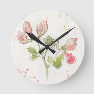 Sweet Pea watercolor Runde Wanduhr