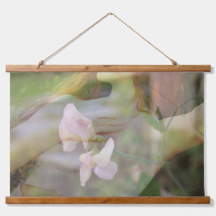 Sweet Pea Wood Topped Wall Tapestry Wandteppich Mit Holzrahmen