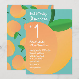 Sweet Peach 1. Geburtstag Niedliche Einladungen