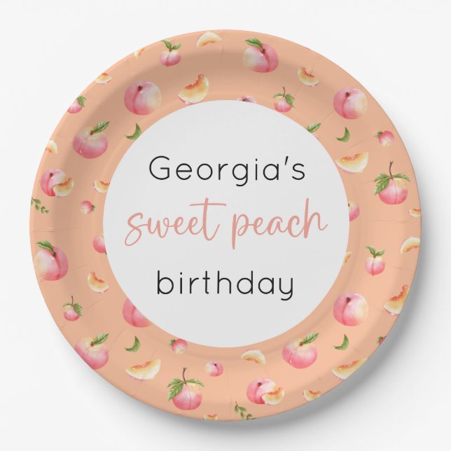 Sweet Peach 1. Geburtstag Pappteller (Vorderseite)