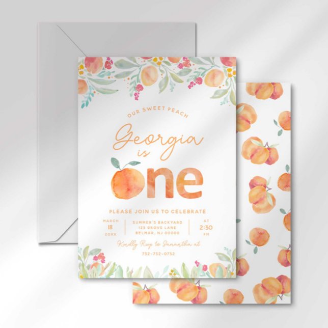 Sweet Peach 1er anniversaire Invitation (Créateur téléchargé)