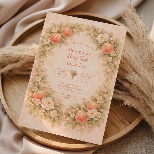 Sweet Peach 1st Birthday Einladung (Von Creator hochgeladen)