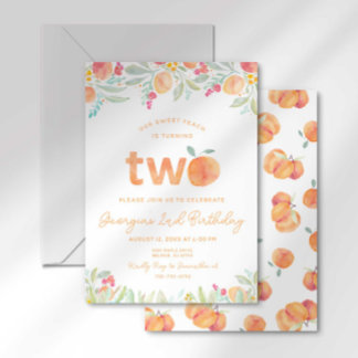 Sweet Peach 2. Geburtstag Einladung