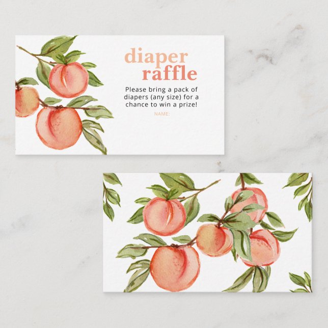 Sweet Peach Baby Dusche Windelwaschkarte Visitenkarte (Vorne/Hinten)
