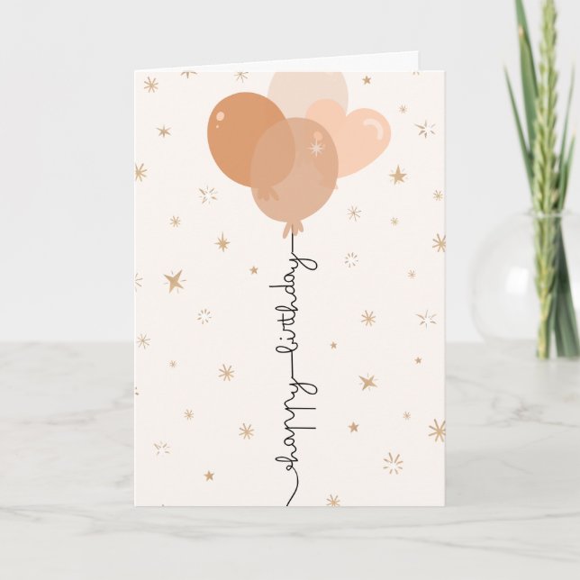 Sweet Peach Balloon Birthday Karte (Vorderseite)