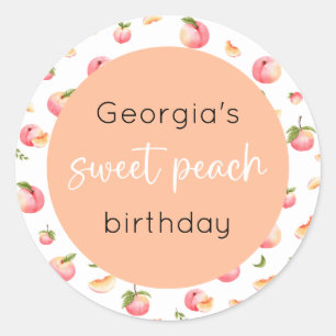 Sweet Peach Birthday Runder Aufkleber