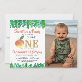 Sweet Peach Boys 1. Geburtstag Foto Einladung