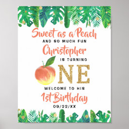 Sweet Peach Boys 1. Geburtstag Willkommen Poster